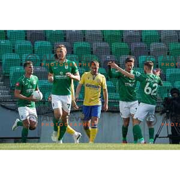 Andres Vombergar in action during Prva Liga Telekom Slovenije 2020-2021 football match between Olimpija and Koper in SRC Stozice, Ljubljana, Slovenia on April 21, 2021