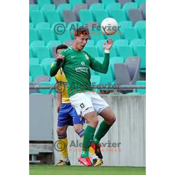 Andres Vombergar in action during Prva Liga Telekom Slovenije 2020-2021 football match between Olimpija and Koper in SRC Stozice, Ljubljana, Slovenia on April 21, 2021