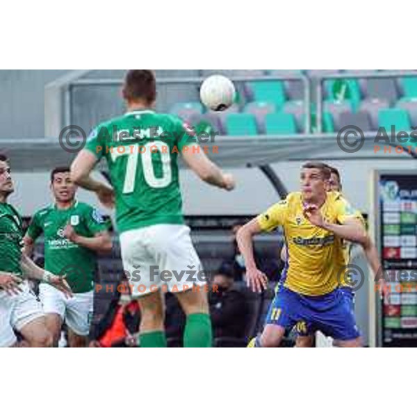 Nardin Mulahusejnovic in action during Prva Liga Telekom Slovenije 2020-2021 football match between Olimpija and Koper in SRC Stozice, Ljubljana, Slovenia on April 21, 2021