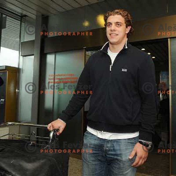 Anze Kopitar at at the arival of hockey player Anze Kopitar at airport Joze Pucnik Ljubljana . 10.04.2008 