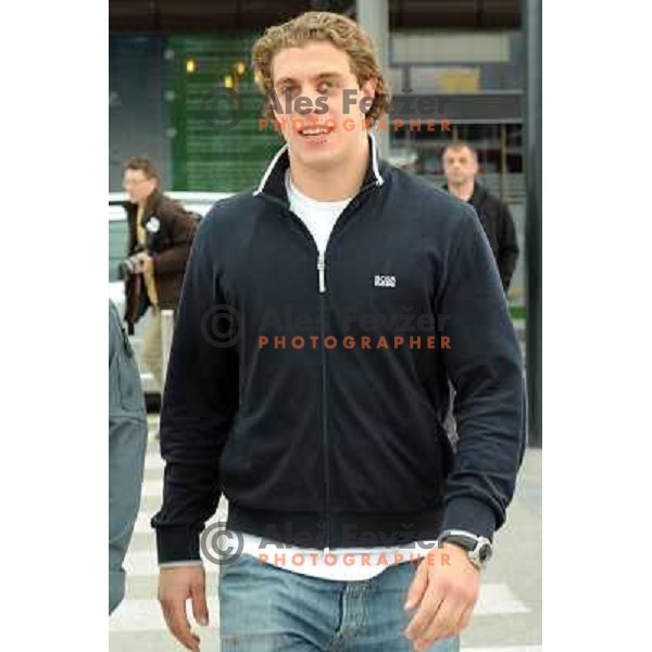 Anze Kopitar at at the arival of hockey player Anze Kopitar at airport Joze Pucnik Ljubljana . 10.04.2008 