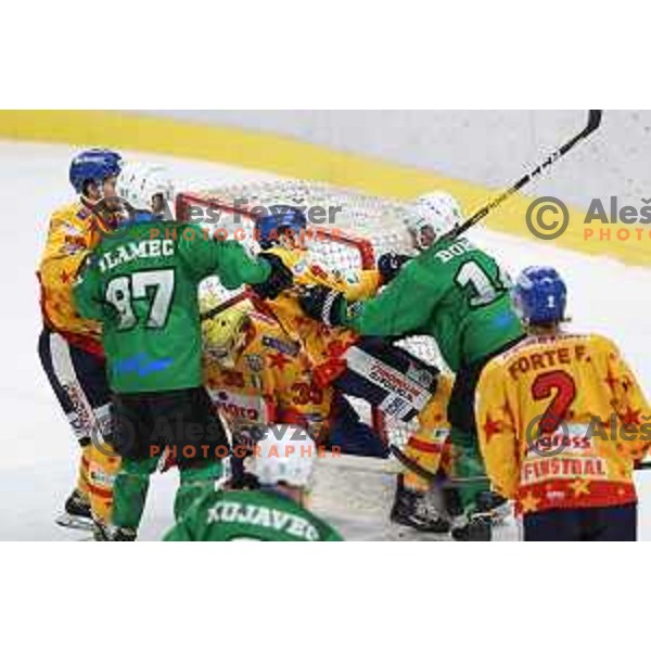 In action during third match of the Final of Alps league ice-hockey match between SZ Olimpija and Asiago in Ljubljana, Slovenia on April 24, 2021