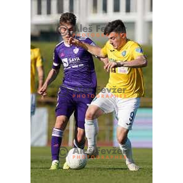 in action during Prva Liga Telekom Slovenije 2020-2021 football match between Bravo and Maribor in Ljubljana, Slovenia on April 24, 2021