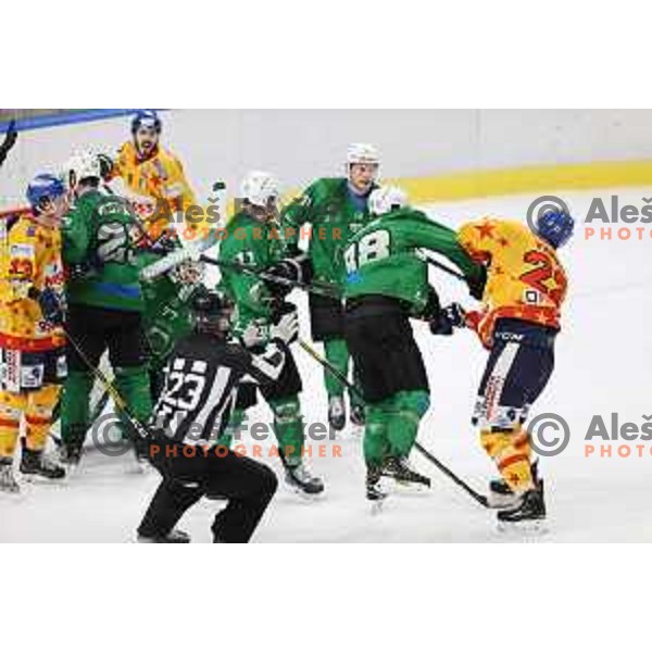 In action during third match of the Final of Alps league ice-hockey match between SZ Olimpija and Asiago in Ljubljana, Slovenia on April 24, 2021