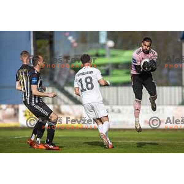 Matko Obradovic in action during Prva liga telekom Slovenije football match between Mura and Olimpija Ljubljana in Fazanerija, Murska Sobota, Slovenia on April 25, 2021