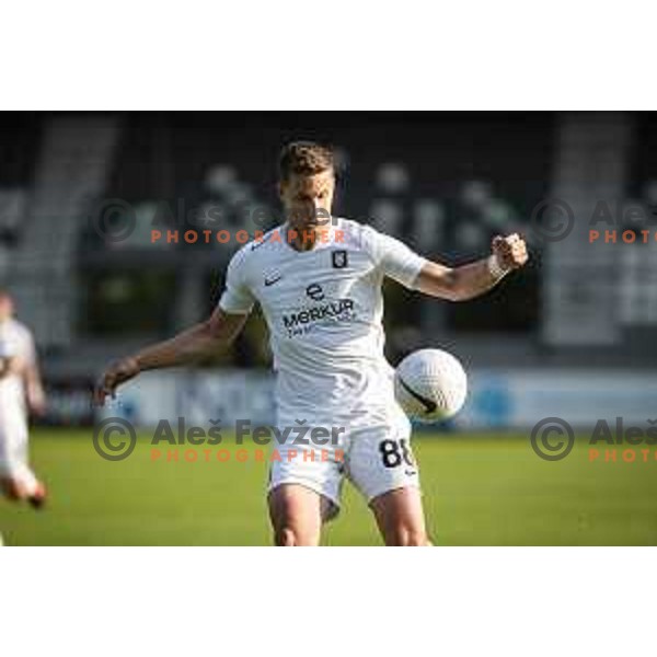 Uros Korun in action during Prva liga telekom Slovenije football match between Mura and Olimpija Ljubljana in Fazanerija, Murska Sobota, Slovenia on April 25, 2021