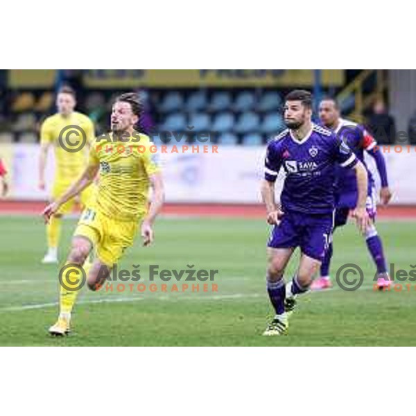 Matej Podlogar and Rok Kronaveter in action during Pivovarna Union Slovenian Cup football match between Domzale and Maribor in Domzale, Slovenia on April 27, 2021