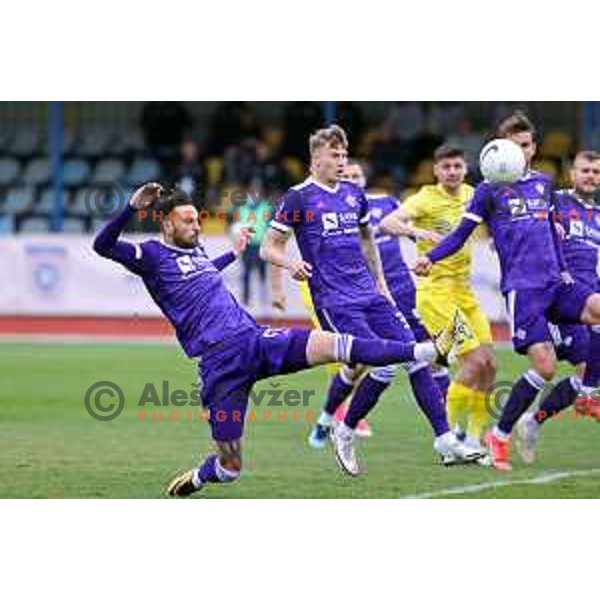 Amir Dervisevic in action during Pivovarna Union Slovenian Cup football match between Domzale and Maribor in Domzale, Slovenia on April 27, 2021
