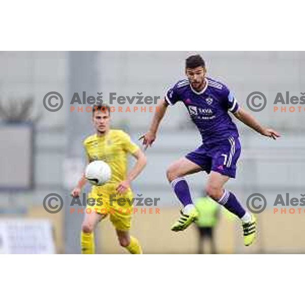 Rok Kronaveter in action during Pivovarna Union Slovenian Cup football match between Domzale and Maribor in Domzale, Slovenia on April 27, 2021