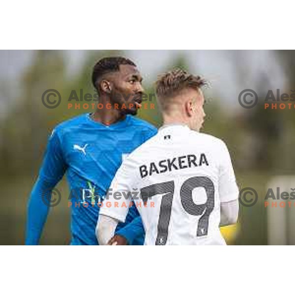 Meshack Ubochioma in action during Pivovarna Union Slovenian cup football match between Nafta 1903 and Olimpija Ljubljana in Lendava, Slovenia on April 28, 2021