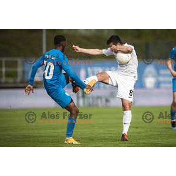 Nino Pungarsek in action during Pivovarna Union Slovenian cup football match between Nafta 1903 and Olimpija Ljubljana in Lendava, Slovenia on April 28, 2021