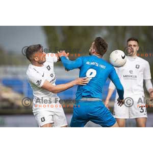 Denis Sme in action during Pivovarna Union Slovenian cup football match between Nafta 1903 and Olimpija Ljubljana in Lendava, Slovenia on April 28, 2021