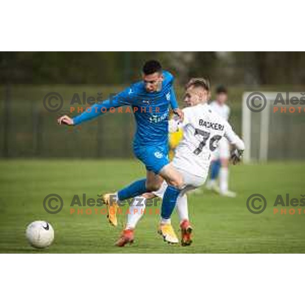 in action during Pivovarna Union Slovenian cup football match between Nafta 1903 and Olimpija Ljubljana in Lendava, Slovenia on April 28, 2021