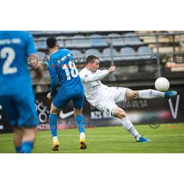 Djordje Ivanovic in action during Pivovarna Union Slovenian cup football match between Nafta 1903 and Olimpija Ljubljana in Lendava, Slovenia on April 28, 2021