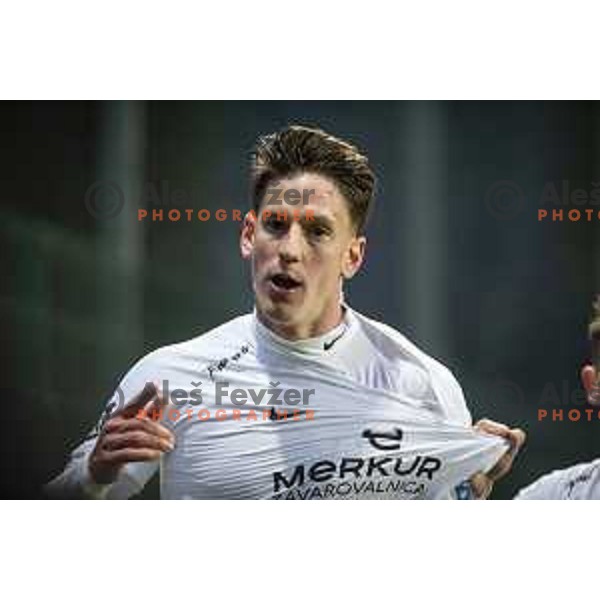 Andres Vombergar celebrates goal during Pivovarna Union Slovenian cup football match between Nafta 1903 and Olimpija Ljubljana in Lendava, Slovenia on April 28, 2021