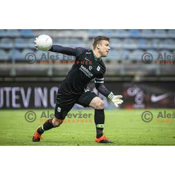 Nejc Vidmar in action during Slovenian cup football match between Nafta 1903 and Olimpija Ljubljana in Lendava, Slovenia on April 28, 2021