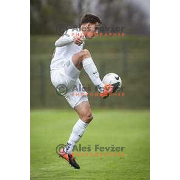Andres Vombergar in action during Slovenian cup football match between Nafta 1903 and Olimpija Ljubljana in Lendava, Slovenia on April 28, 2021