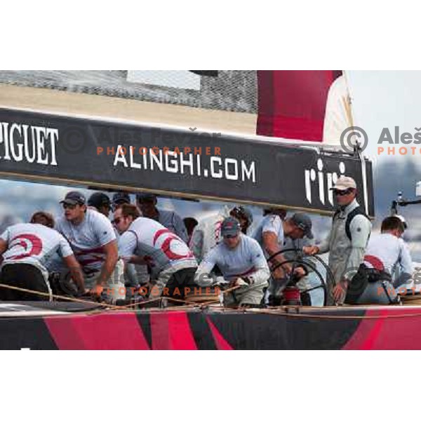 at America\'s Cup Final sailing match race between team New Zealand and team Alinghi in Auckland, New Zealand on March 2, 2003. Team Alinghi defeated Team New Zealand 5:0