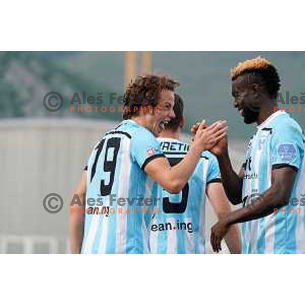 Tjas Begic celebrates goal during Prva Liga Telekom Slovenije 2020-2021 football match between Gorica and Mura in Nova Gorica on April 30, 2021