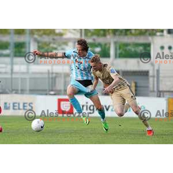 Tjas Begic and Zan Karnicnik in action during Prva Liga Telekom Slovenije 2020-2021 football match between Gorica and Mura in Nova Gorica on April 30, 2021