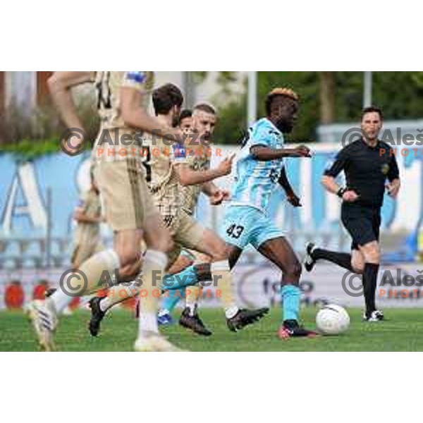 in action during Prva Liga Telekom Slovenije 2020-2021 football match between Gorica and Mura in Nova Gorica on April 30, 2021