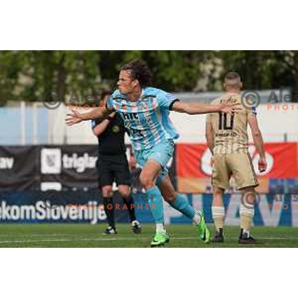 Tjas Begic celebrates goal during Prva Liga Telekom Slovenije 2020-2021 football match between Gorica and Mura in Nova Gorica on April 30, 2021
