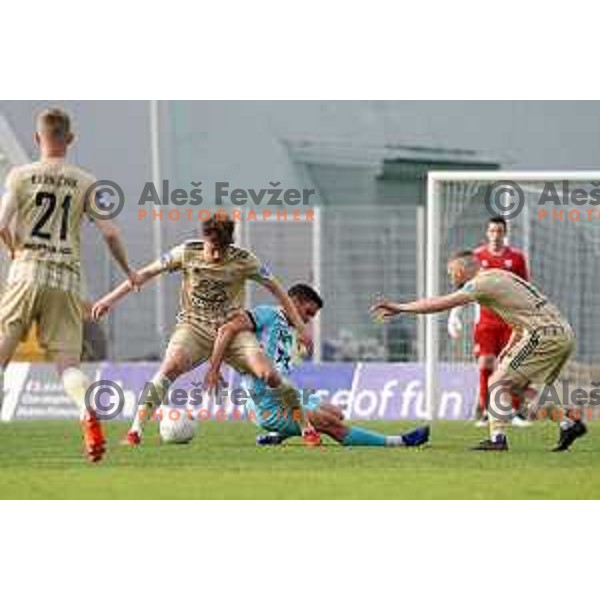 Kai Cipot in action during Prva Liga Telekom Slovenije 2020-2021 football match between Gorica and Mura in Nova Gorica on April 30, 2021