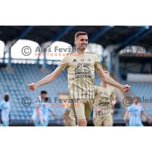 Jan Gorenc celebrates goal during Prva Liga Telekom Slovenije 2020-2021 football match between Gorica and Mura in Nova Gorica on April 30, 2021