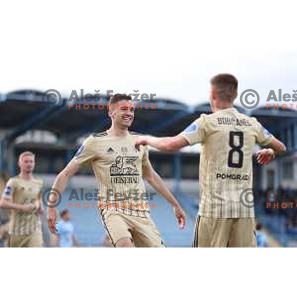 Jan Gorenc celebrates goal during Prva Liga Telekom Slovenije 2020-2021 football match between Gorica and Mura in Nova Gorica on April 30, 2021