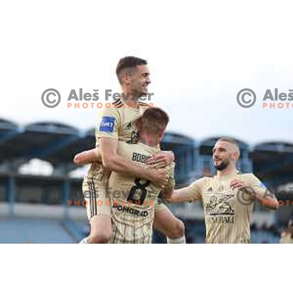 Jan Gorenc celebrates goal during Prva Liga Telekom Slovenije 2020-2021 football match between Gorica and Mura in Nova Gorica on April 30, 2021
