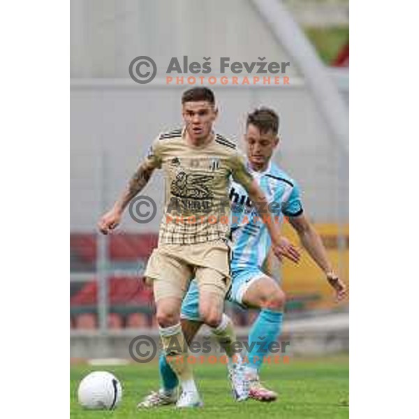 Luka Bobicanec and Tine Kavcic in action during Prva Liga Telekom Slovenije 2020-2021 football match between Gorica and Mura in Nova Gorica on April 30, 2021