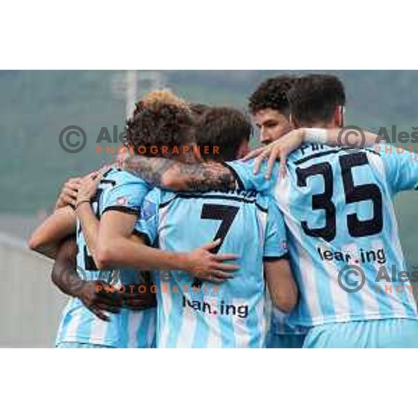 Tjas Begic celebrates goal during Prva Liga Telekom Slovenije 2020-2021 football match between Gorica and Mura in Nova Gorica on April 30, 2021