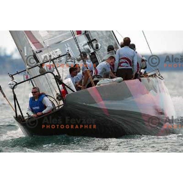 at America\'s Cup Final sailing match race between team New Zealand and team Alinghi in Auckland, New Zealand on March 2, 2003. Team Alinghi defeated Team New Zealand 5:0