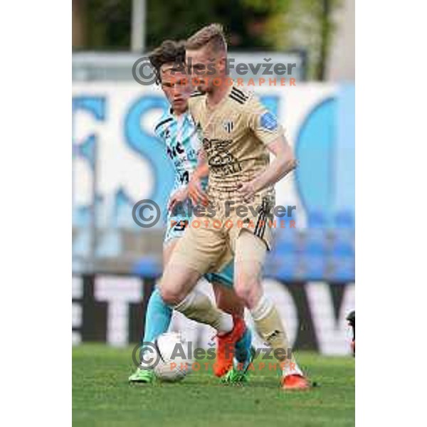 Tjas Begic and Zan Karnicnik in action during Prva Liga Telekom Slovenije 2020-2021 football match between Gorica and Mura in Nova Gorica on April 30, 2021