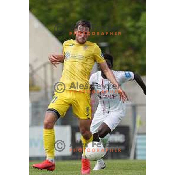 Matej Podlogar in action during Prva Liga Telekom Slovenije 2020-2021 football match between Tabor CB 24 Sezana and Domzale in Sezana on May 1, 2021