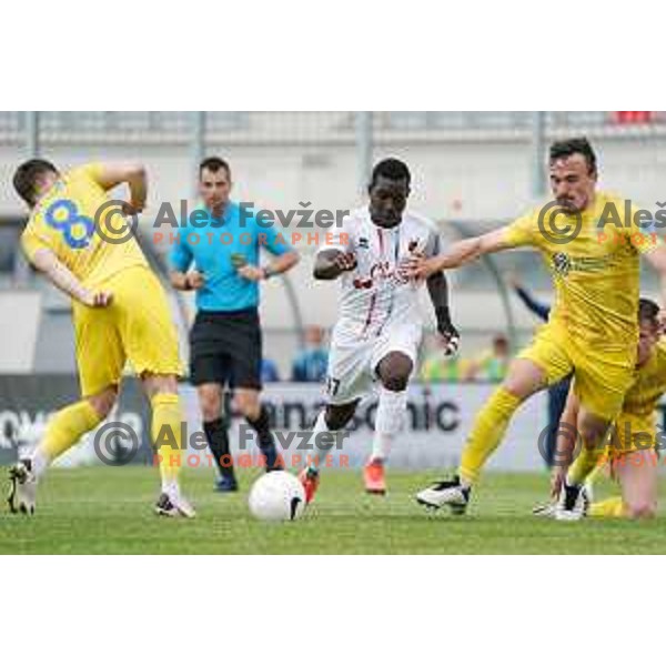 Djalo Aldair and Tilen Klemencic in action during Prva Liga Telekom Slovenije 2020-2021 football match between Tabor CB 24 Sezana and Domzale in Sezana on May 1, 2021
