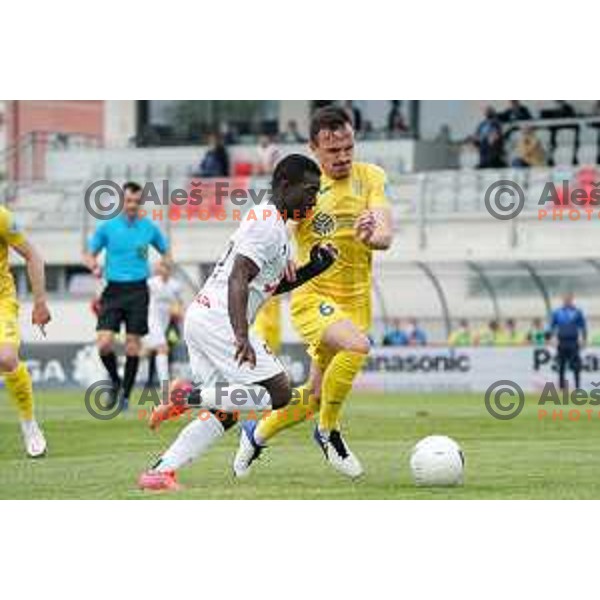 Djalo Aldair and Tilen Klemencic in action during Prva Liga Telekom Slovenije 2020-2021 football match between Tabor CB 24 Sezana and Domzale in Sezana on May 1, 2021