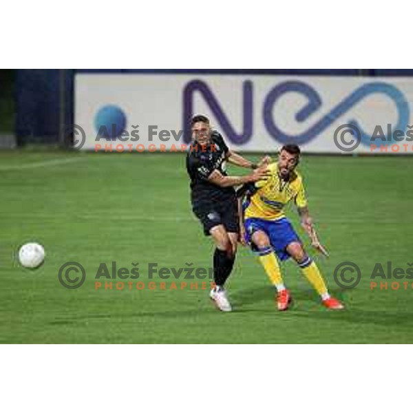 Milan Tucic and Ivica Guberac in action during Prva Liga Telekom Slovenije 2020-2021 football match between Koper and Bravo in Koper, Slovenia on May 1, 2021