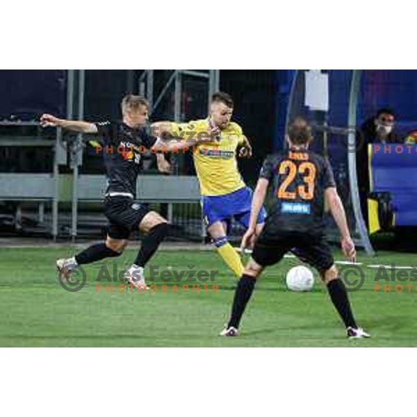 Matevz Matko and Zan Zuzek in action during Prva Liga Telekom Slovenije 2020-2021 football match between Koper and Bravo in Koper, Slovenia on May 1, 2021