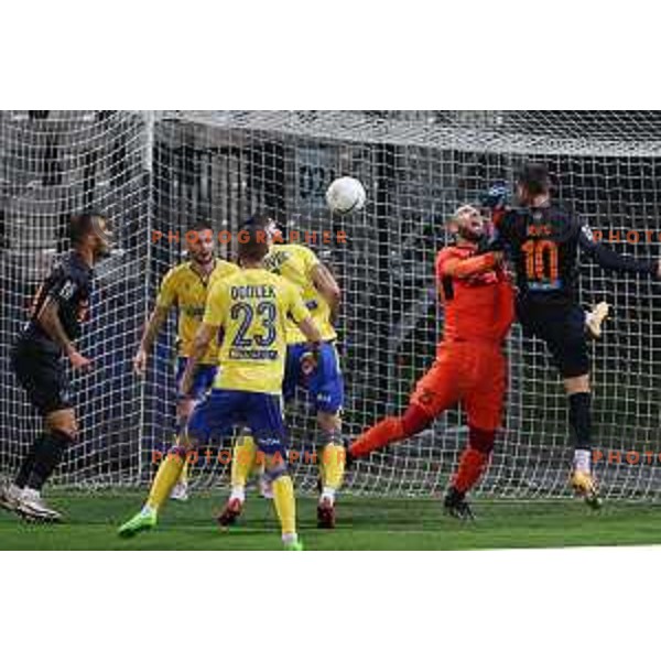 Ivan Vargic and Mustafa Nukic in action during Prva Liga Telekom Slovenije 2020-2021 football match between Koper and Bravo in Koper, Slovenia on May 1, 2021