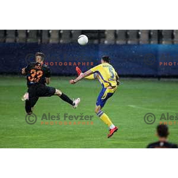 Milan Tucic and Denis Cerovec in action during Prva Liga Telekom Slovenije 2020-2021 football match between Koper and Bravo in Koper, Slovenia on May 1, 2021