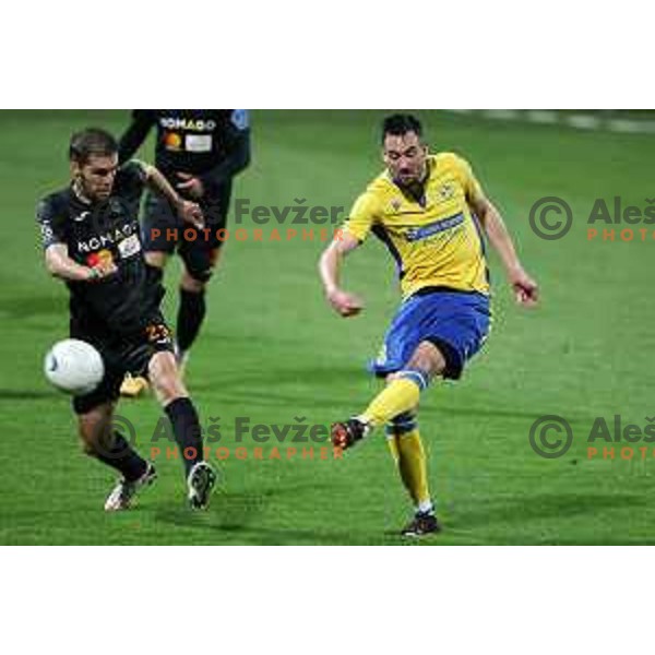 Luka Zinko and Ivan Borna Jelic Balta in action during Prva Liga Telekom Slovenije 2020-2021 football match between Koper and Bravo in Koper, Slovenia on May 1, 2021