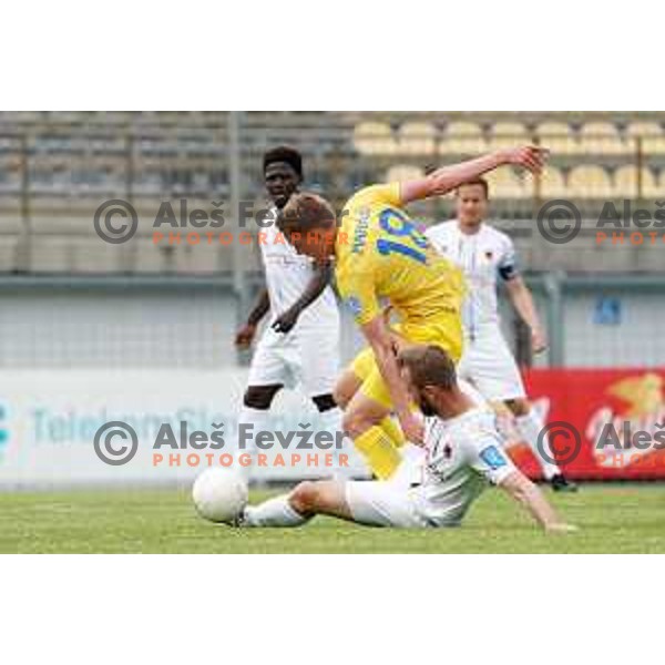 Klemen Nemanic and Benjamin Markus in action during Prva Liga Telekom Slovenije 2020-2021 football match between Tabor CB 24 Sezana and Domzale in Sezana on May 1, 2021