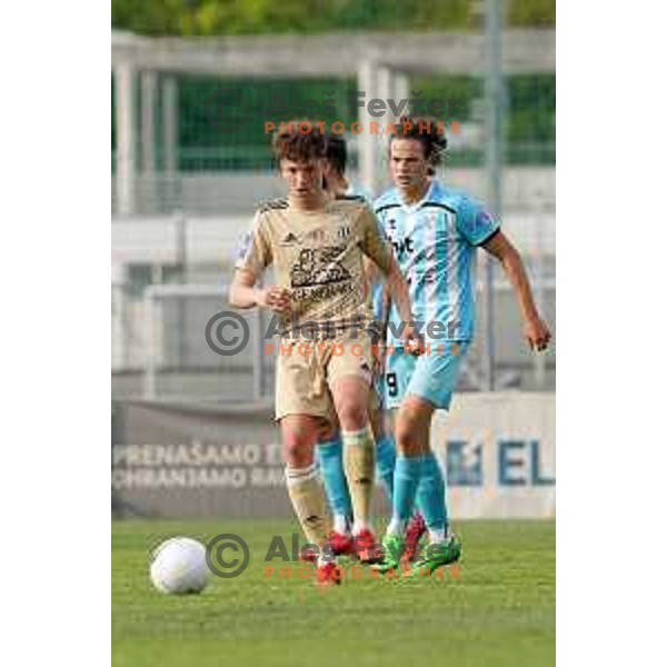 Kai Cipot and Tjas Begic in action during Prva Liga Telekom Slovenije 2020-2021 football match between Gorica and Mura in Nova Gorica on April 30, 2021