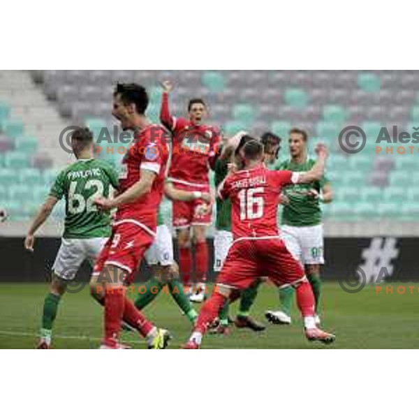 Flakus Bosilj celebrates goal during Prva Liga Telekom Slovenije 2020-2021 football match between Olimpija and Aluminij in SRC Stozice, Ljubljana, Slovenia on May 2, 2021