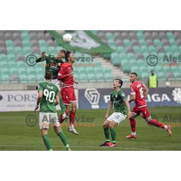Haris Kadric in action during Prva Liga Telekom Slovenije 2020-2021 football match between Olimpija and Aluminij in SRC Stozice, Ljubljana, Slovenia on May 2, 2021