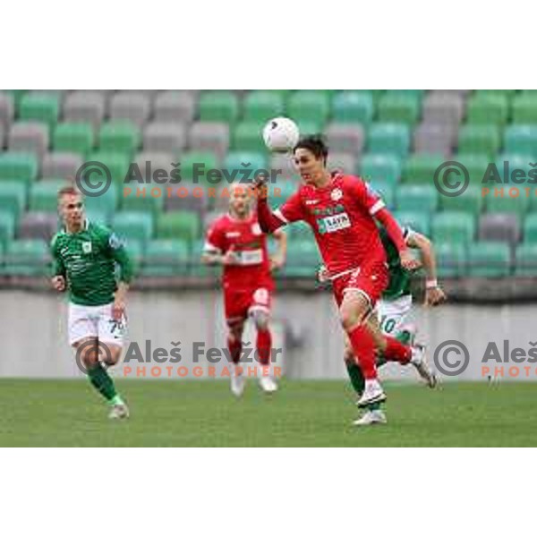 Haris Kadric in action during Prva Liga Telekom Slovenije 2020-2021 football match between Olimpija and Aluminij in SRC Stozice, Ljubljana, Slovenia on May 2, 2021