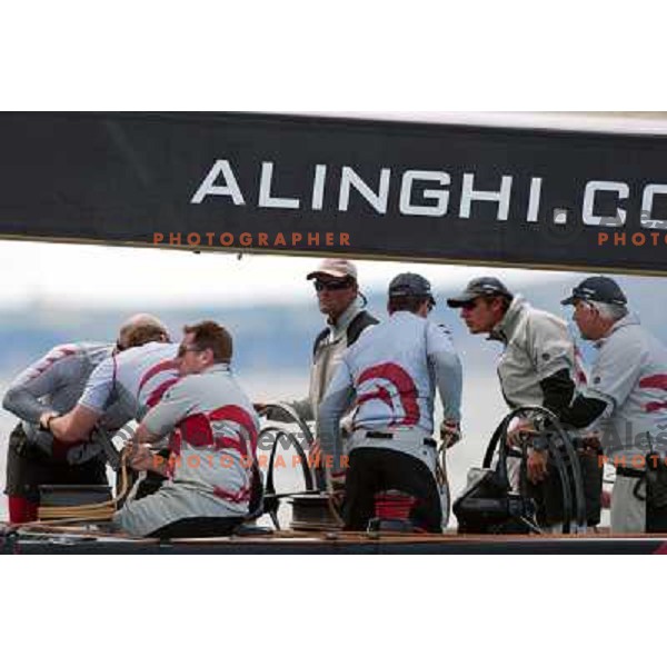 at America\'s Cup Final sailing match race between team New Zealand and team Alinghi in Auckland, New Zealand on March 2, 2003. Team Alinghi defeated Team New Zealand 5:0