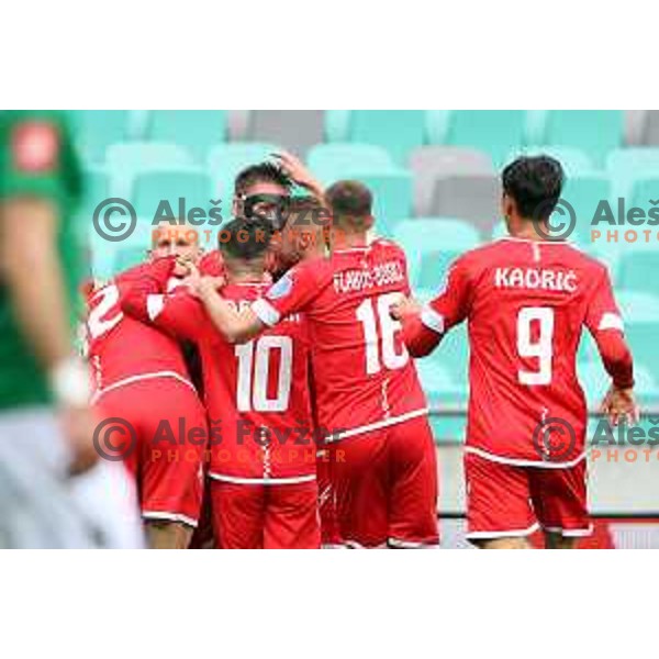 in action during Prva Liga Telekom Slovenije 2020-2021 football match between Olimpija and Aluminij in SRC Stozice, Ljubljana, Slovenia on May 2, 2021