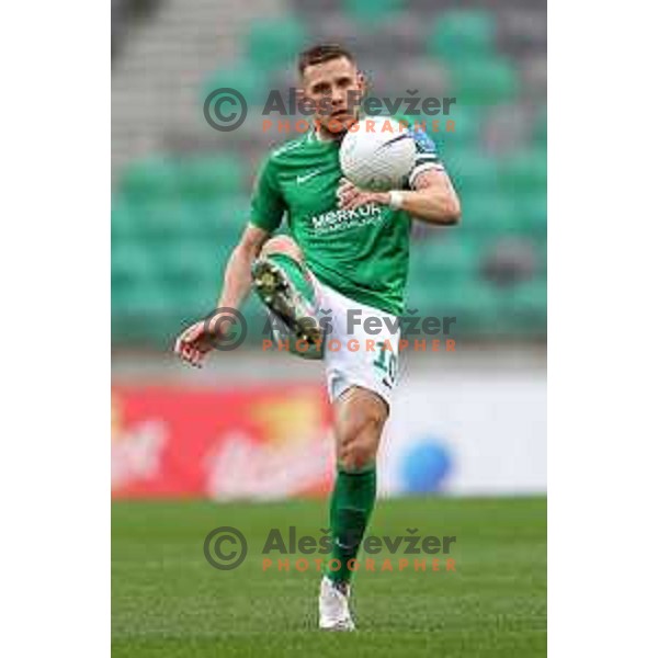 Timi Max Elsnik in action during Prva Liga Telekom Slovenije 2020-2021 football match between Olimpija and Aluminij in SRC Stozice, Ljubljana, Slovenia on May 2, 2021